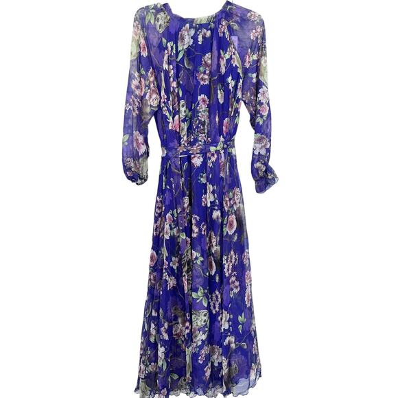 Floral purple chiffon maxi dress size Xl - Picture 5 of 9